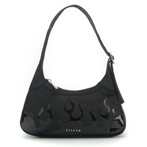 SILFEN Black Nylon and Patent Flame Shoulder Bag